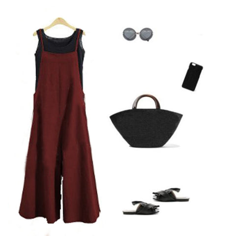 robe salopette en lin bordeaux