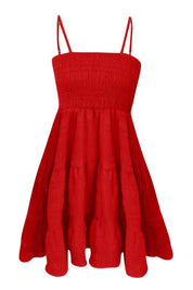 plastron salopette jupe rouge