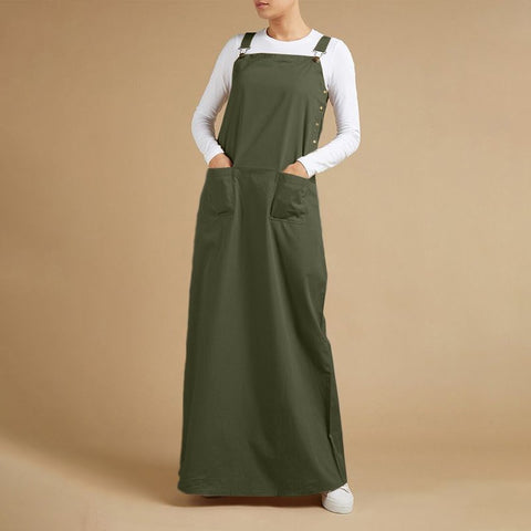 robe salopette longue vert