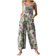 salopette femme en lin motif floral